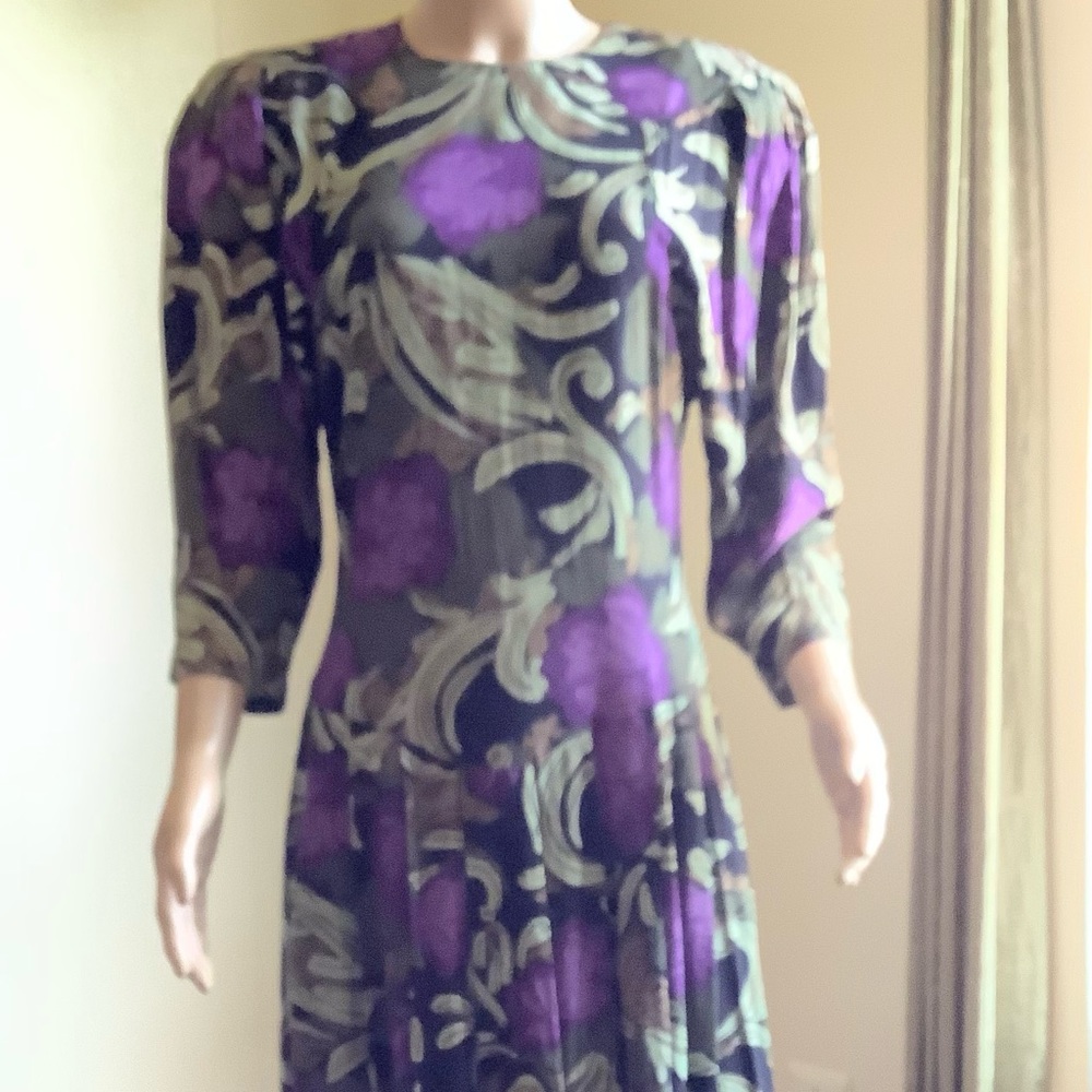 Vintage 80’s Paquette Too! Dress, made in USA, rayon, size 10, modern size S/XS